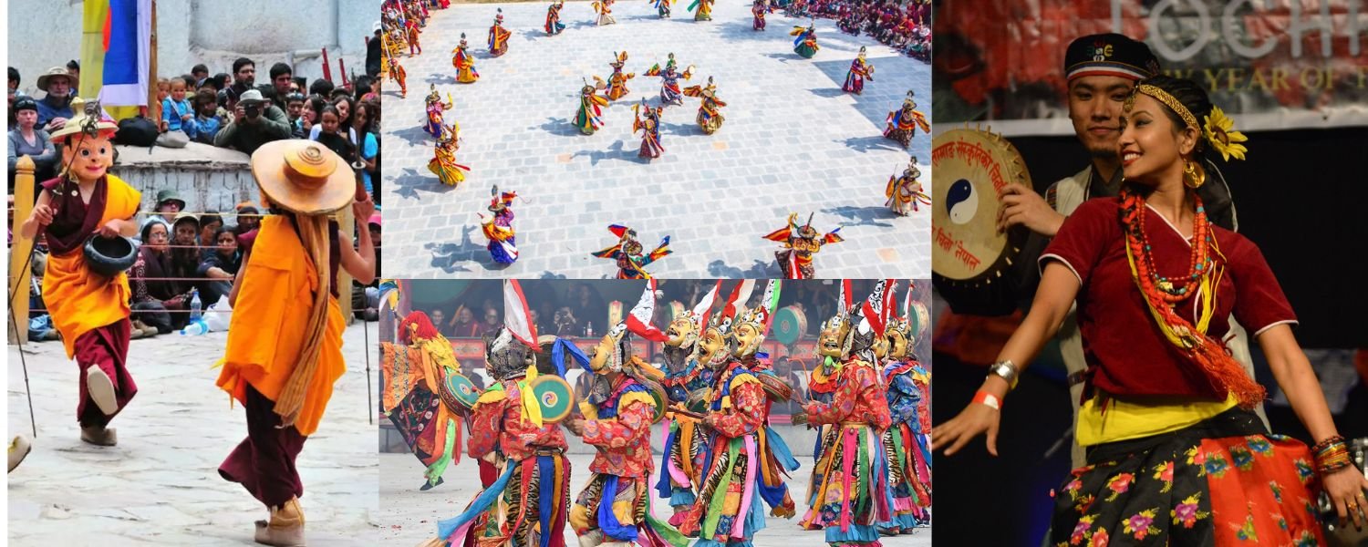 Losar Festival dance, cultural performances at Losar, traditional Tibetan dance, Ladakhi folk dance, Buddhist festival performances